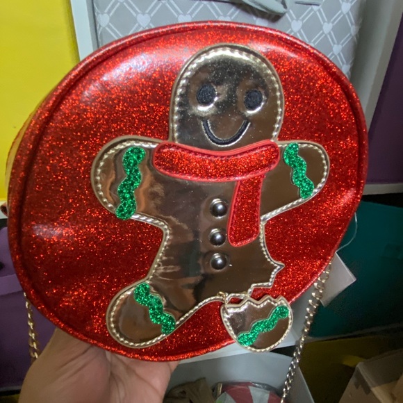 New festive Christmas gingerbread glitter crossbody handbag - Picture 8 of 8